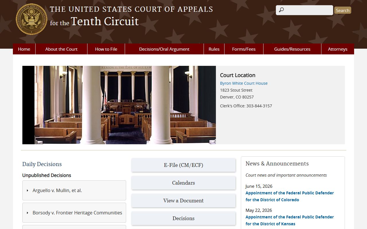 Tenth Circuit Court of Appeals separate from Garfield County District Court appeals