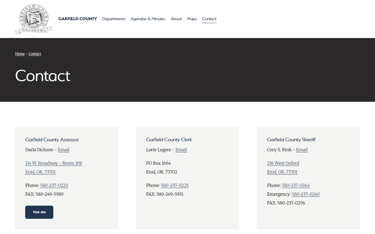 Garfield County court records offices on the county contact directory