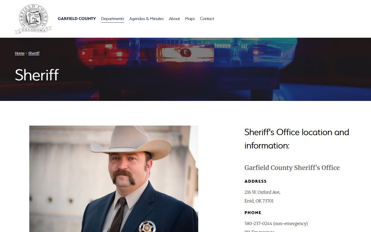 Garfield County arrest and inmate records on the Sheriff office page